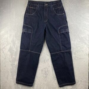 Vintage Fubu Jeans Mens 36x34 Blue Y2K Baggy Cargo Grunge Hip Hop Denim Wide Leg